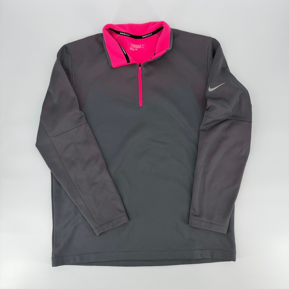 Nike Golf Therma-Fit 1/4 Zip Pullover Women Size Large Gray Pink 619846-026